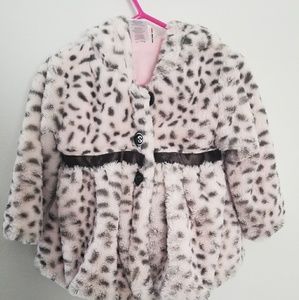 Peanut Buttons pink and gray fluffy coat, 24mos